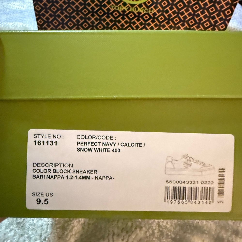 Tory Burch White and Blue Leather Sneakers - Picture 7 of 8